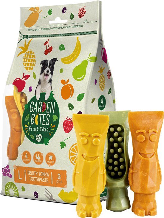 Garden Bites Fruity Tonya Toothpaste Hondensnacks - Vegetarisch & Glutenvrij - Large 3st