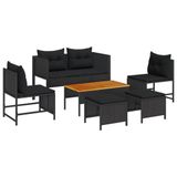 vidaXL Tuinbank Set Zwart Polyrattan