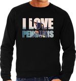 Bellatio Decorations Bol Tekst sweater I love penguins met dieren foto van een pinguin zwart voor heren - cadeau trui pinguins liefhebber XL
