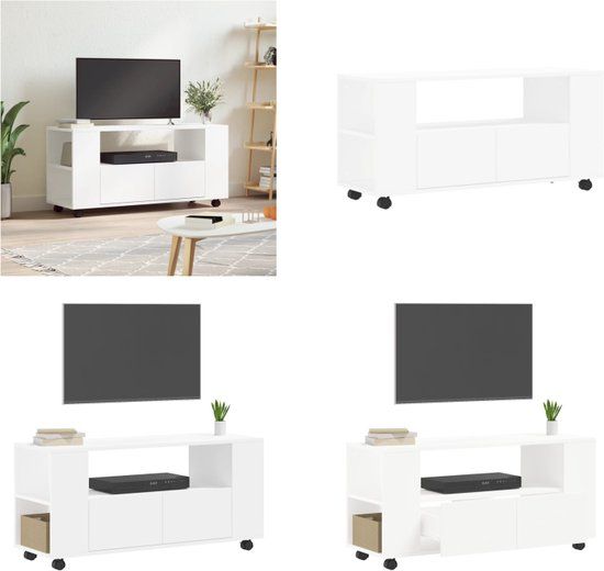 vidaXL Tv-meubel 102x34,5x43 cm bewerkt hout wit