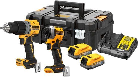 DeWALT DCK2050E2T Accu Combiset G3: Accu Klop-/Schroefboormachine + Accu Slagschroevendraaier 18V XR POWERSTACK in TSTAK