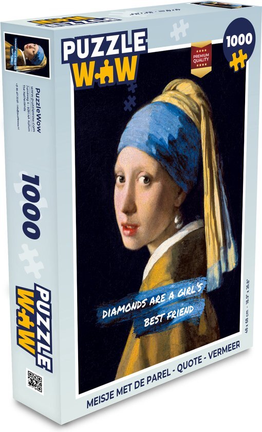 MuchoWow Puzzel Meisje met de parel - Quote - Vermeer - Legpuzzel - Puzzel 1000 stukjes volwassenen