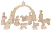 Sunnysue 400-36-AMZ grande crèche avec 16 figurines prédécoupées, naturel