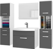 B BELINI GROUP BELINI Badkamermeubel Set PRI M6 - Badmeubelset 120 cm Grijs Mat met Wastafel en Spiegel - Wandmontage