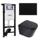 Geberit QeramiQ Dely Toiletset - 36.3x51.7cm - diepspoel - rimless - Geberit UP320 plieger inbouwreservoir - softclose toilet zitting - 35mm - metaal mat zwarte bedieningsplaat - ronde knoppen - mat zwart