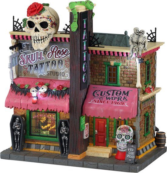 Lemax The Skull And Rose Tattoo Studio, B/o (4.5v)