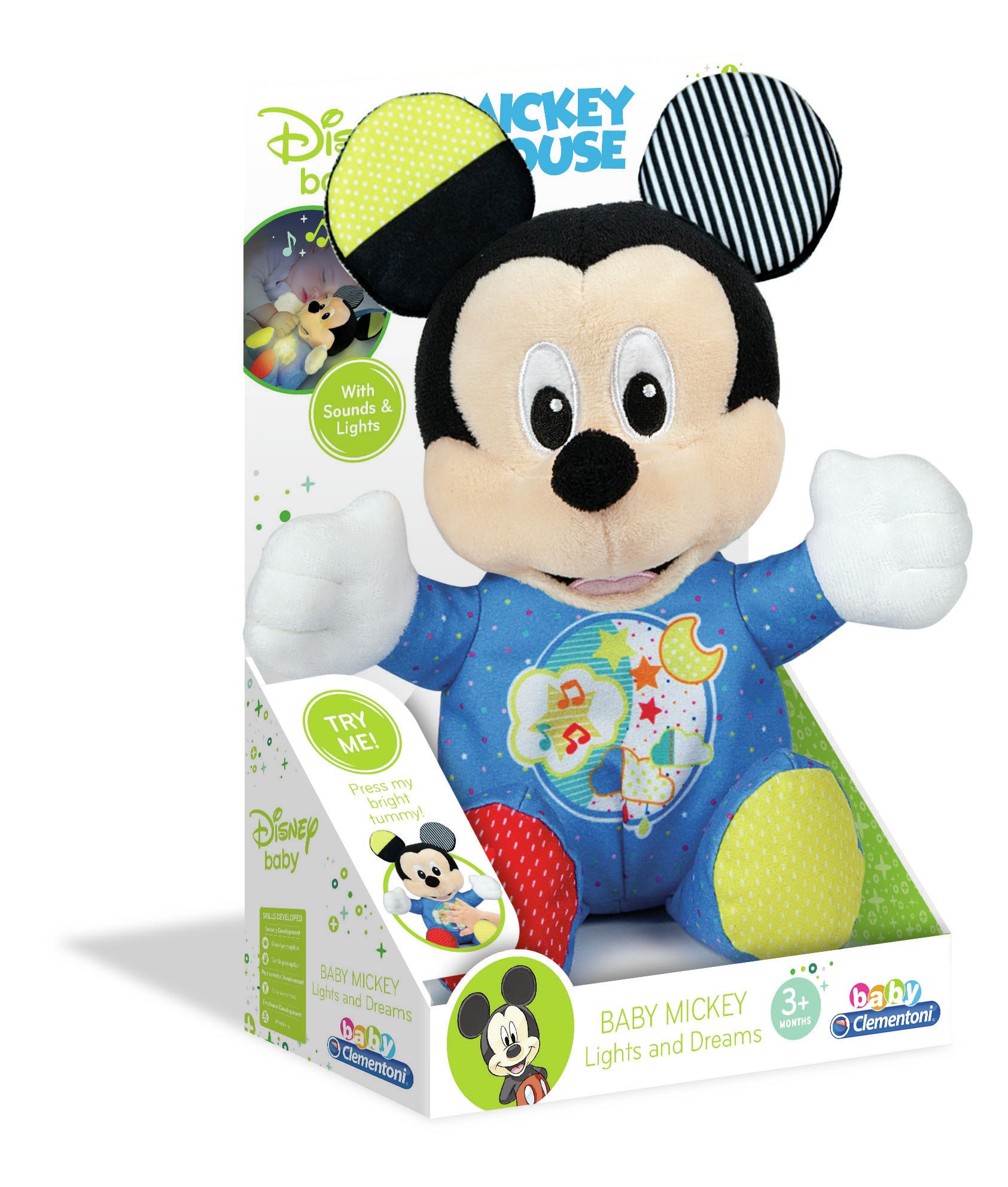 Clementoni Baby Mickey Lightin Plush - Interactive Plush Toy with Lights and Sounds