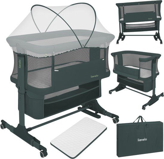 Lionelo Jodie 3-in-1 Co-sleeper - Green/Grey