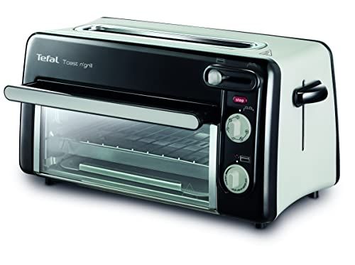 Tefal Toast n' Grill TL6008 | 2-in-1 broodrooster en mini-oven | zeer energiezuinig en snel | 1300 Watt | zwart/aluminium mat
