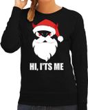 Bellatio Decorations Shoppartners Bv Devil Santa Kerst sweater / kersttrui hi its me zwart voor dames - Kerstkleding / Christmas outfit S