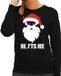 Bellatio Decorations Shoppartners Bv Devil Santa Kerst sweater / kersttrui hi its me zwart voor dames - Kerstkleding / Christmas outfit S