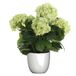 Mica Decorations Hortensia kunstplant/kunstbloemen 45 cm - groen - in pot wit - Kunst kamerplant