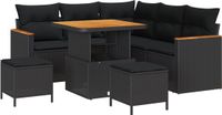 vidaXL Tuinbank Set Zwart Poly Rattan