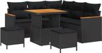 vidaXL Tuinbank Set Zwart Poly Rattan