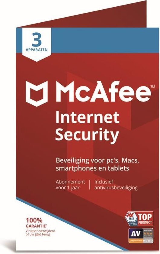 McAfee Internet Security 2018 - 3 Apparaten - Nederlands - Windows / Mac / iOS / Android