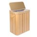 Relaxdays Wasmand met Deksel, Bamboe, 100 L, 2 Vakken, 63 x 52 x 32 cm, Naturel