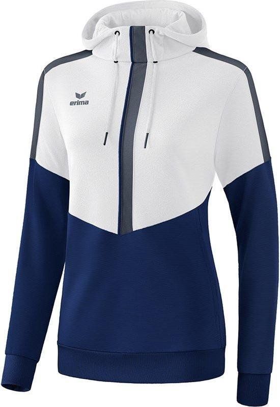 Erima Squad Sweatshirt Met Capuchon Dames - Wit / New Navy / Slate Grey - Maat 38