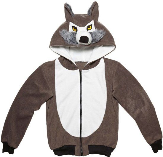 Widmann Wolf & Vos Kostuum Cute Hoodie Wolf Kostuum Small / Medium Halloween Verkleedkleding