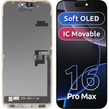 MP Touchscreen-display compatibel met Apple iPhone 16 Pro Max, met frame, Soft OLED FHD IC Movable versie, zwart