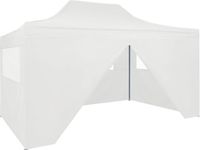 vidaXL Partytent met 4 zijwanden inklapbaar 280x410x315 cm staal wit