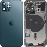 Apple iPhone 12 Pro Cache-batterie, avec châssis intermédiaire, Bleu (Bleu Pacifique), Échange premium