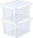 EDA Boîte de rangement 80L - 8x - blanc - empilable - L56 x L50 x H36 cm - plastique - Bac/boîte avec couvercle