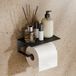 Unyqoos® Toiletpapierhouder met plank en flexibele montageopties, roestvrij staal, mat zwart, 16x11,1x6 cm