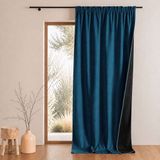 HomeMaison.com Semi-verduisterend thermisch akoestisch gordijn met ruches, Pauwblauw, Polyester, 140 x 260 cm