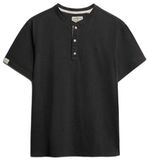 Superdry Classic Cotton Linen Korte Mouw Henley T-shirt Heren Dark Charcoal S