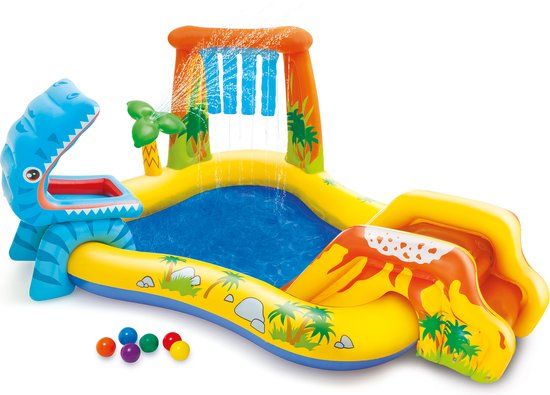Intex Dinosaur Play Center Opblaaszwembad met glijbaan - 249 x 191 x 109 cm