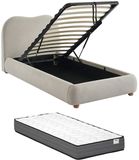 Vente-unique Bed met opbergruimte stof beige 90 x 190 cm