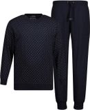 JP 1880 - Heren - Pyjama Buik-Fit shirt met lange mouwen lange broek - Navy blauw - Maat XXL