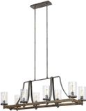 Feiss LED Kroonluchter | 8X E27 Max 60W | Dimbaar | Distressed Weathered Oak & Slate Grey Metal