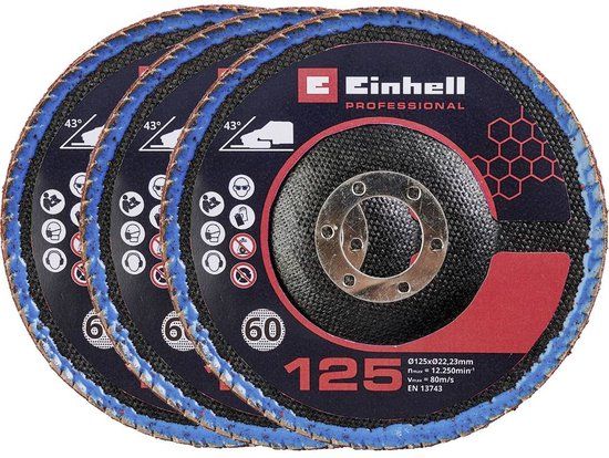Einhell 4440020 Einhell-haakse slijper-accessoires 3x 125 mm Flap-discs Curved Diameter 125 mm