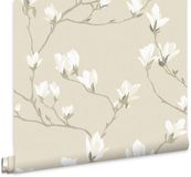 Laura Ashley Magnolia Grove Behang - Bloemen - 10mx52cm - Beige