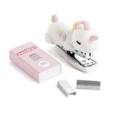 Back2Fun Mini-nietmachine voor kinderen van zacht rubber met 400 nietjes nr. 10, grappig en compact design, origineel schoolcadeau, schattig schrijfwaren voor jongens, meisjes en dagelijks gebruik op school