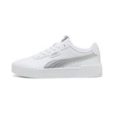 PUMA Carina 3.0 Metallic Glam sneakers voor Dames, Wit/Zilver, Maat 42