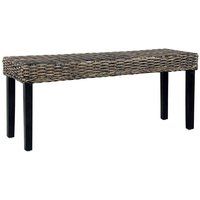 vidaXL Banc de Salon Rotin Naturel Kubu Bois de Manguier Massif Noir 110 cm