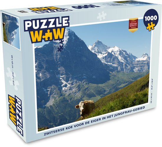 MuchoWow Puzzel Zwitserse koe voor de Eiger in het Jungfrau-gebied - Legpuzzel - Puzzel 1000 stukjes volwassenen