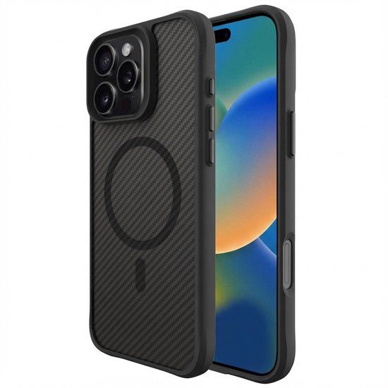 imoshion Rugged Hybrid Carbon Case met MagSafe voor de Apple iPhone 16 Pro Max - Zwart