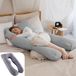 Litollo® Coussin de maternité XXL | Coussin d'allaitement | Coussin corporel | 280cm | Tissu polaire doux | Coussin corporel | Housse amovible | Gris