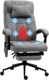Vinsetto Ergonomische Bureaustoel met Hoofdsteun en Massagefunctie - Polyester, Staal - Grijs