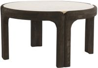 Light & Living Table basse ronde Ali Travertin & Bois, Ø75cm - Sable