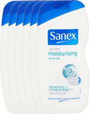 Sanex Douchegel Dermo Moisturising Voordeelverpakking 6x500ml