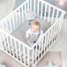 roba Kinderbox 100 x 75cm (Wit) Met Boxkleed (Zilvergrijs) + Extra Matras