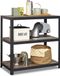 Avasco Stellingkast Table - laag stellingrek - houtlook - zwart metalen frame - 88x90x45 - 3 planken