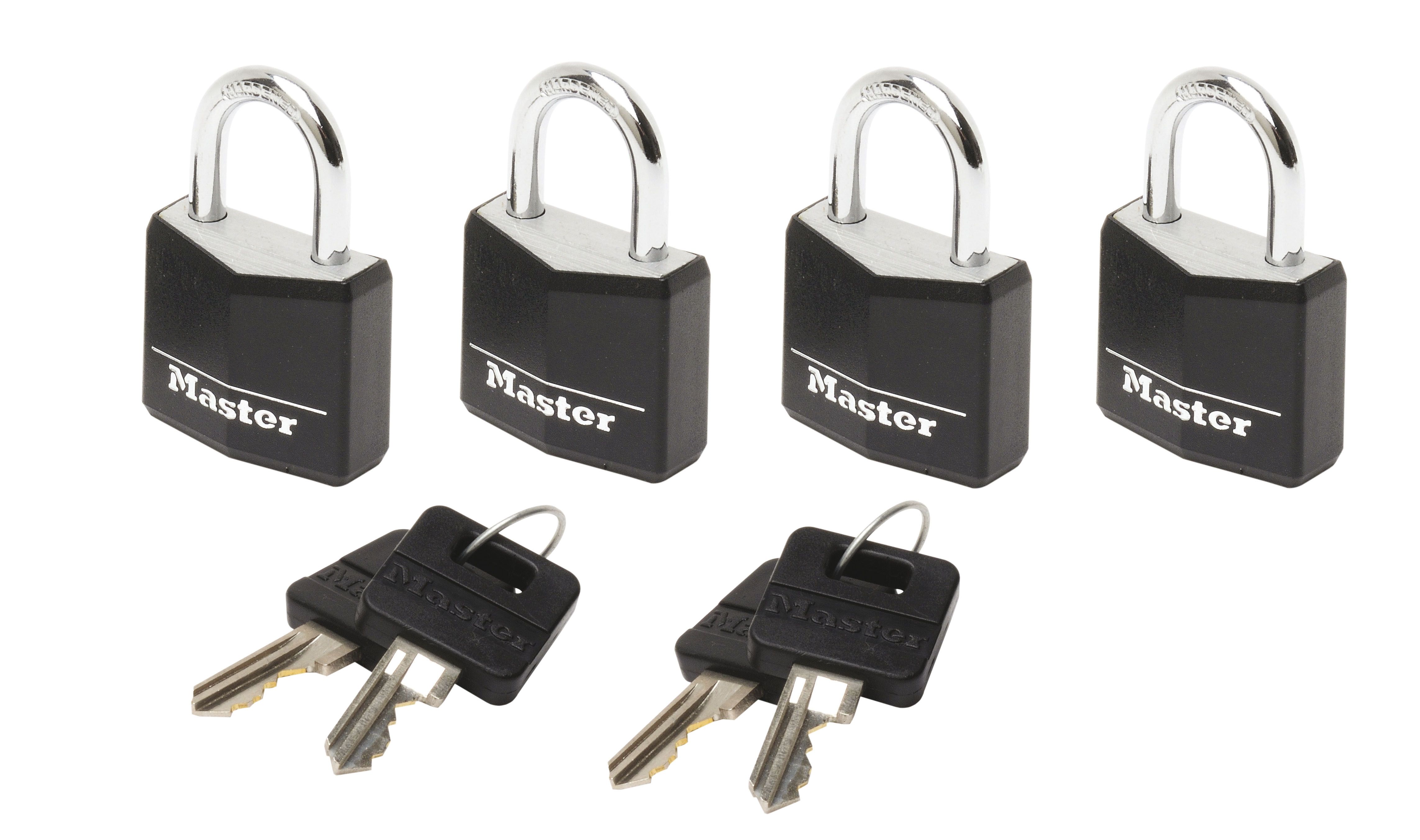 Masterlock 9120EURQBLK Hangslot - 20 mm - Zwart - Aluminium - 4 stuks