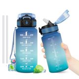 Waterfles 500 ml lekvrij herbruikbaar met rietje en tijdmarkeringen BPA-vrij motiverende drinkfles voor kinderen school kantoor yoga