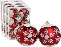 Ger Import 24x pièces boules de Noël décorées rouge plastique diamètre 6 cm