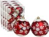 Ger Import 24x pièces boules de Noël décorées rouge plastique diamètre 6 cm